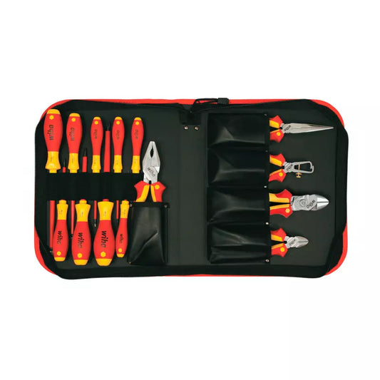 Estuche porta herramientas Wiha tipo portafolio con 5 bolsillos, compacto, resistente y de alta calidad para mantener las herramientas organizadas.