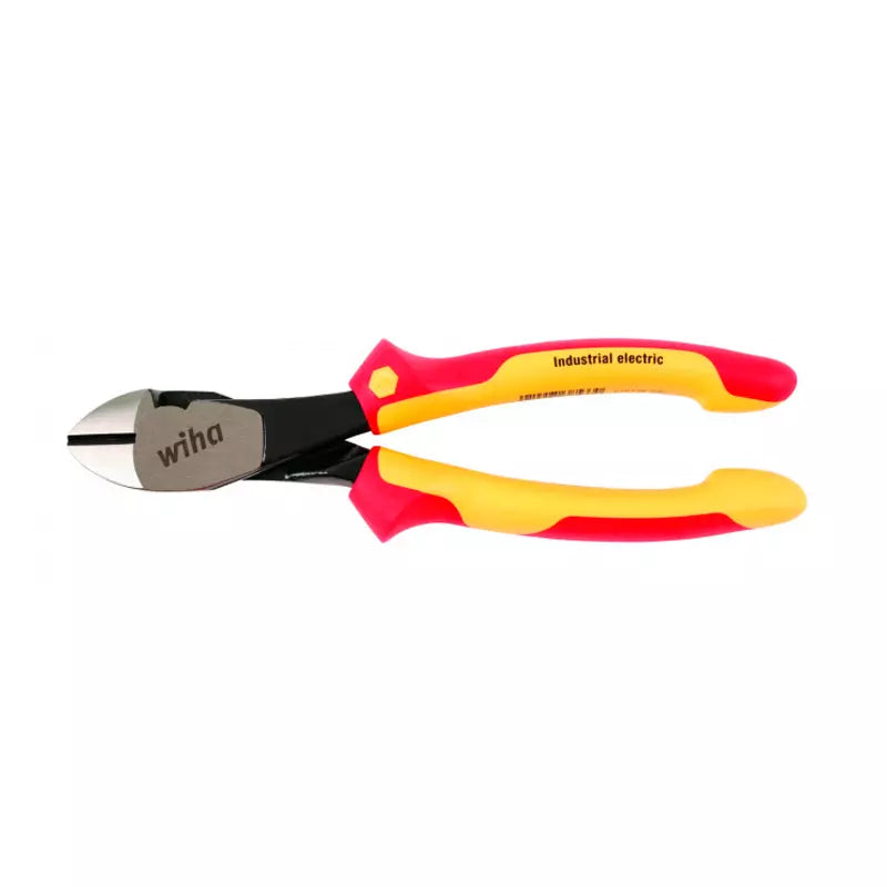 Alicate Corte Cuerda de Piano Dieléctrico Wiha de 8 pulgadas, con mangos aislados bi-componentes y quijadas endurecidas para mayor durabilidad y seguridad.