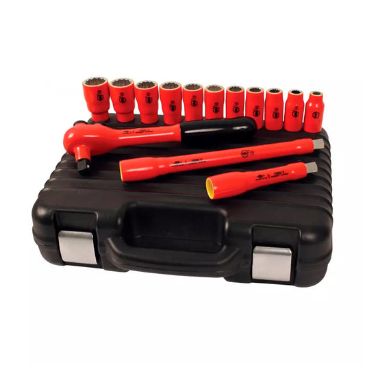 dados aislados Juego de dados y accesorios aislados Wiha 1000V en milímetros con maleta, encastre 1/2”