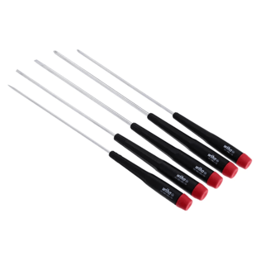 juego de destornilladores perilleros largos wiha planos y phillips con mango ergonómico y punta de precisión