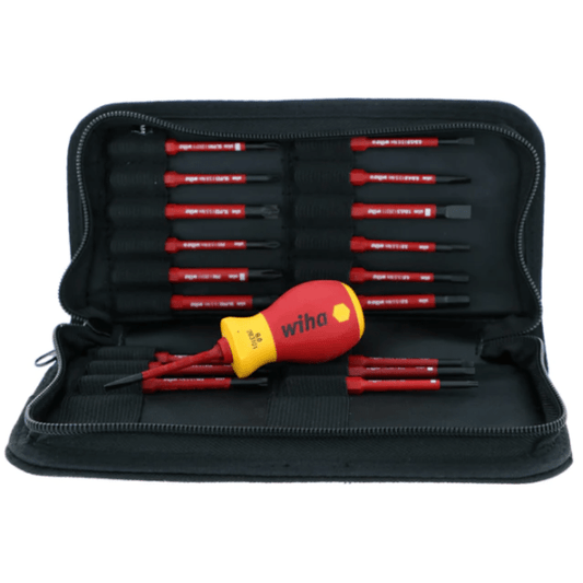 set wiha 20 varillas aisladas y mango de fuerza 1000v slimline con certificación vde para trabajos eléctricos