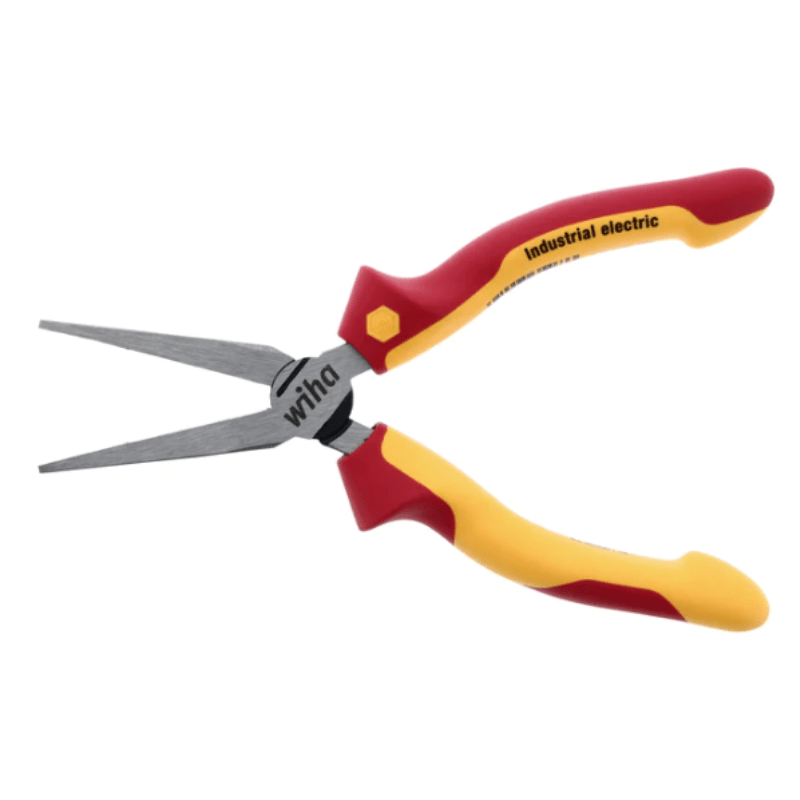 alicate aislado wiha de punta plana larga con mango softfinish y certificación vde