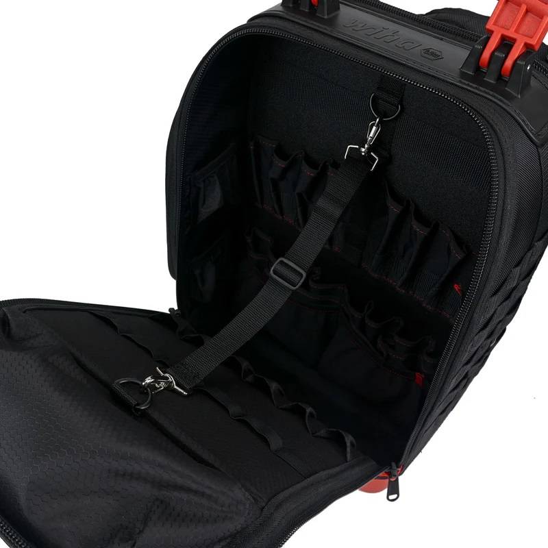 maleta wiha para electricistas con base impermeable correas acolchadas y 77 compartimentos