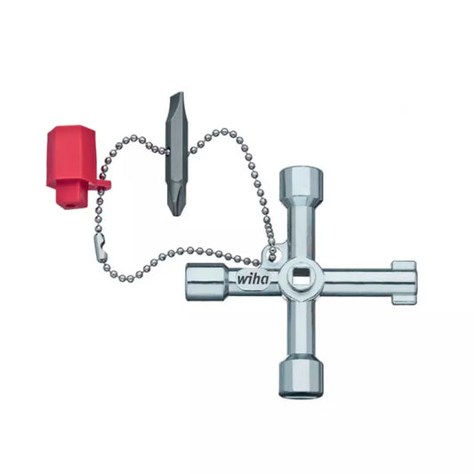 Llave en cruz Wiha para tableros eléctricos con punta magnética y mango ergonómico.