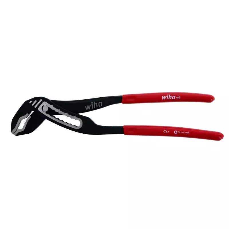 Alicate pico de loro para gasfitero Wiha, ajustable, con empuñadura de vinilo y acero al cromo vanadio.