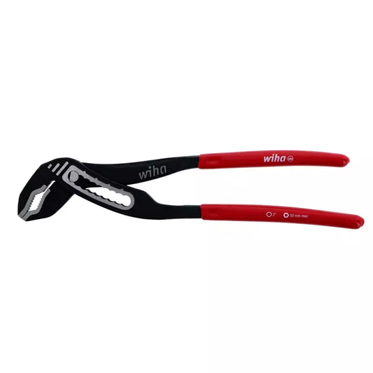Alicate pico de loro para gasfitero Wiha, ajustable, con empuñadura de vinilo y acero al cromo vanadio.