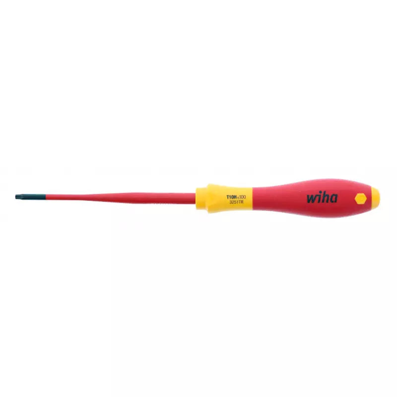 Destornillador Hembra Torx Security Dielectrico Wiha, aislamiento 1000V, acero C70, mango antideslizante, protección adicional contra manipulaciones no autorizadas. T40s x 200mm