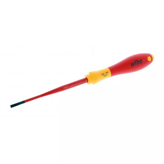 Destornillador Profesional Punta Plana Aislado 1000V SlimLine Wiha, acero de alta calidad, mango ergonómico, tecnología SlimLine para acceso a espacios reducidos. 3.5x100mm