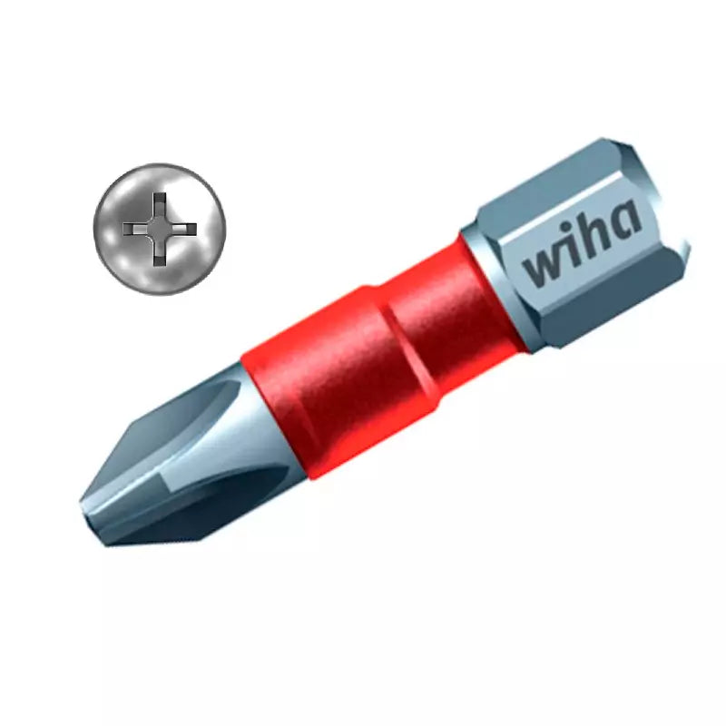 Puntas bit de impacto Phillips MaxxTor® Wiha, tratadas térmicamente para mayor durabilidad y precisión, ideales para herramientas eléctricas 2x29mm