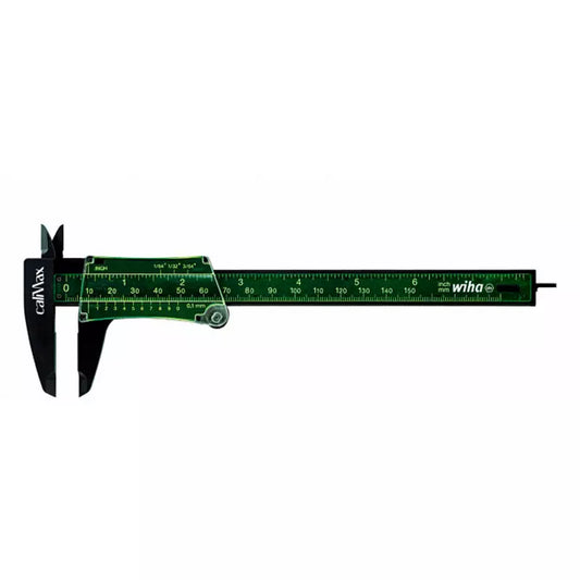 Vernier no metálico Wiha CaliMax de 6 pulgadas, alta precisión 0.1 mm, ideal para entornos eléctricos, magnéticos y de alta temperatura. Herramienta suiza resistente y no conductora.