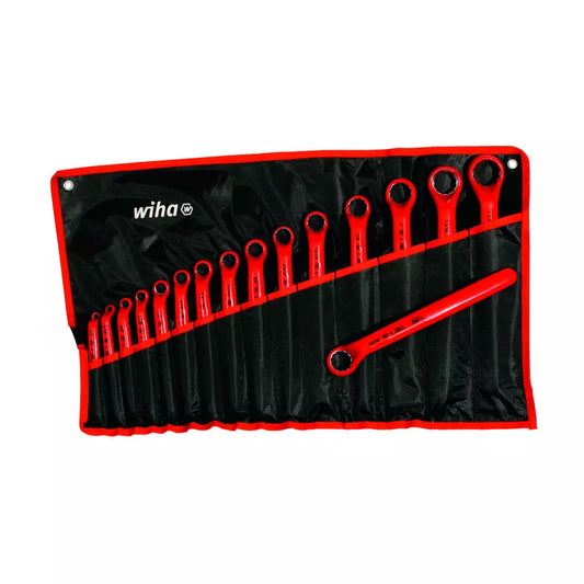 Llave corona acodada aislada 1000V Wiha, con aislamiento de doble capa y punta de cromo-molibdeno para protección eléctrica.