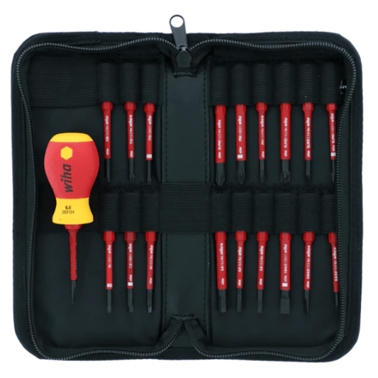 set wiha 20 varillas aisladas y mango de fuerza 1000v slimline con certificación vde para trabajos eléctricos