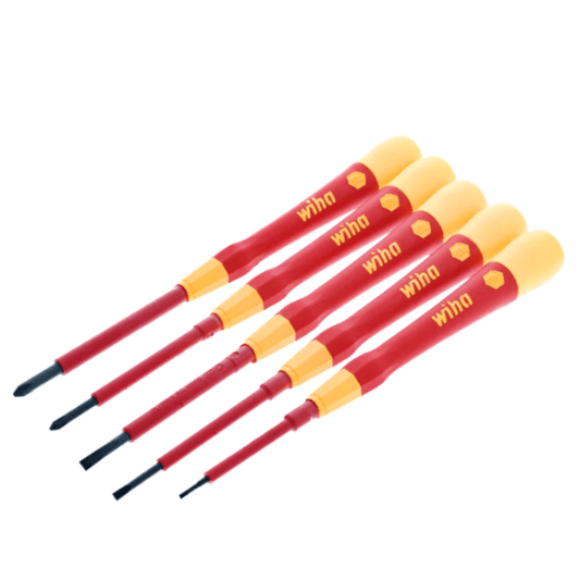 set 5 destornilladores perilleros aislados picofinish wiha planos y phillips 1000v con certificación vde