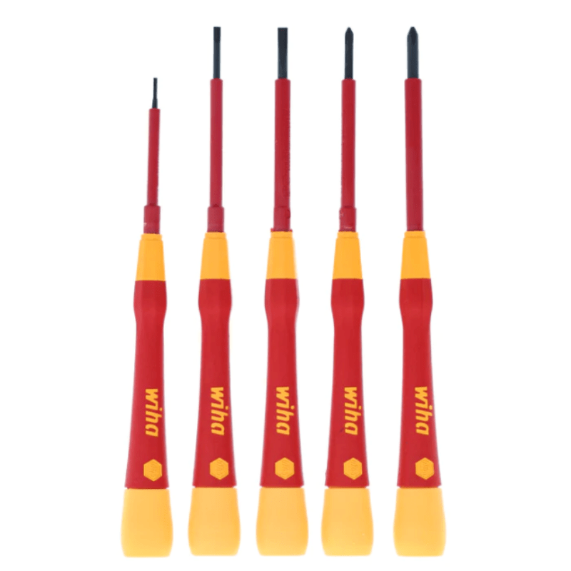 set 5 destornilladores perilleros aislados picofinish wiha planos y phillips 1000v con certificación vde