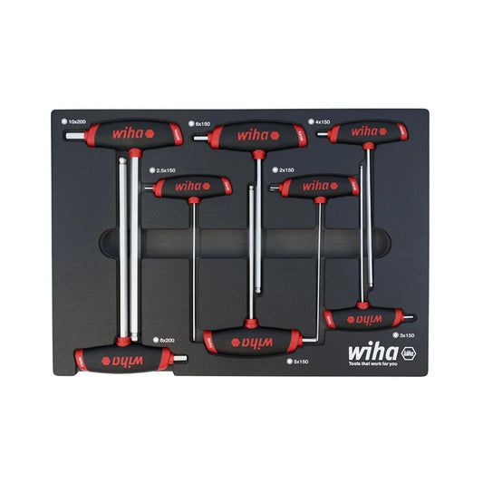 juego de llaves allen wiha con mango en t y organizador foam