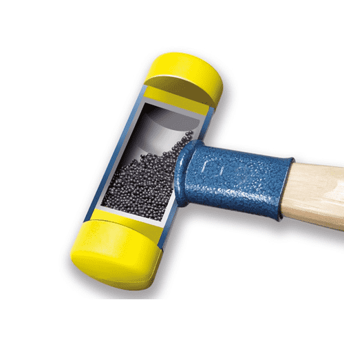 mazo de goma wiha con cabezal antirrebote y mango ergonómico