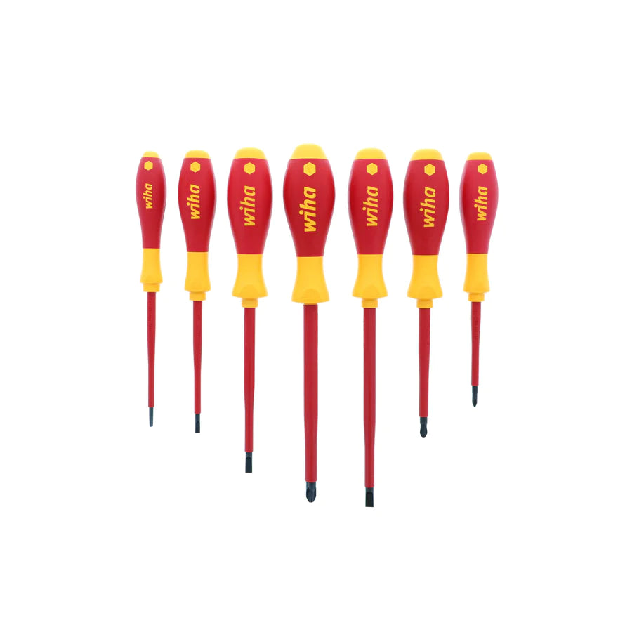 Set de 7 destornilladores Wiha aislados 1000V con puntas Phillips y planas para electricista