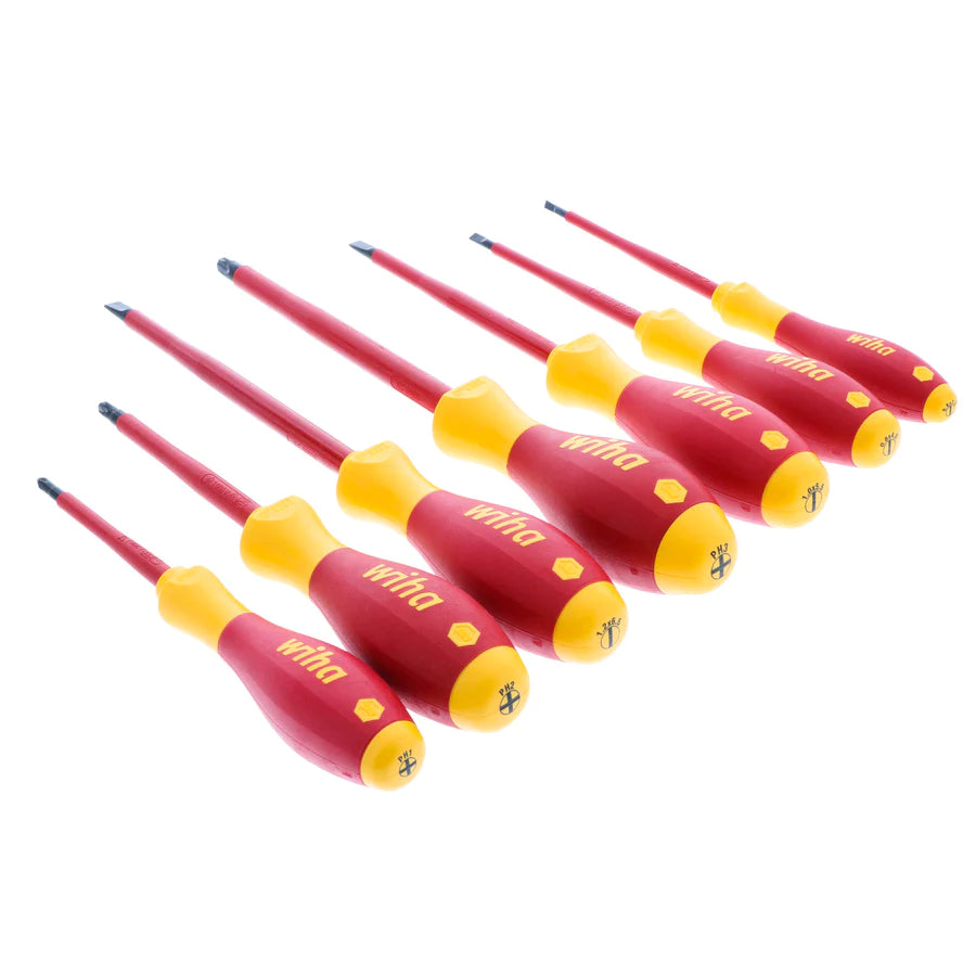 Set de 7 destornilladores Wiha aislados 1000V con puntas Phillips y planas para electricista
