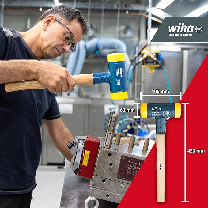 mazo de goma wiha con cabezal antirrebote y mango ergonómico