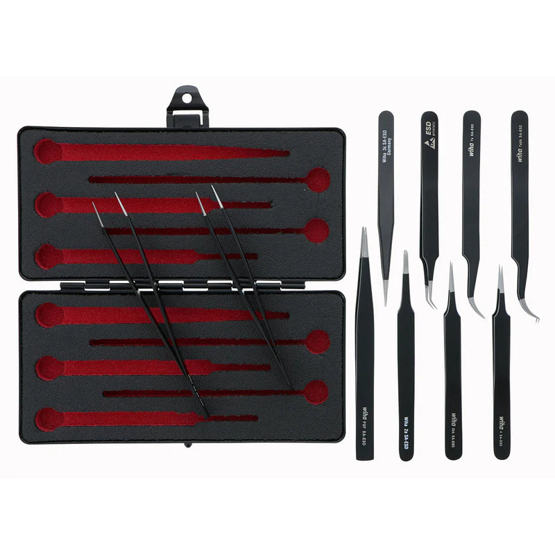 set de pinzas wiha antiestáticas en estuche compacto